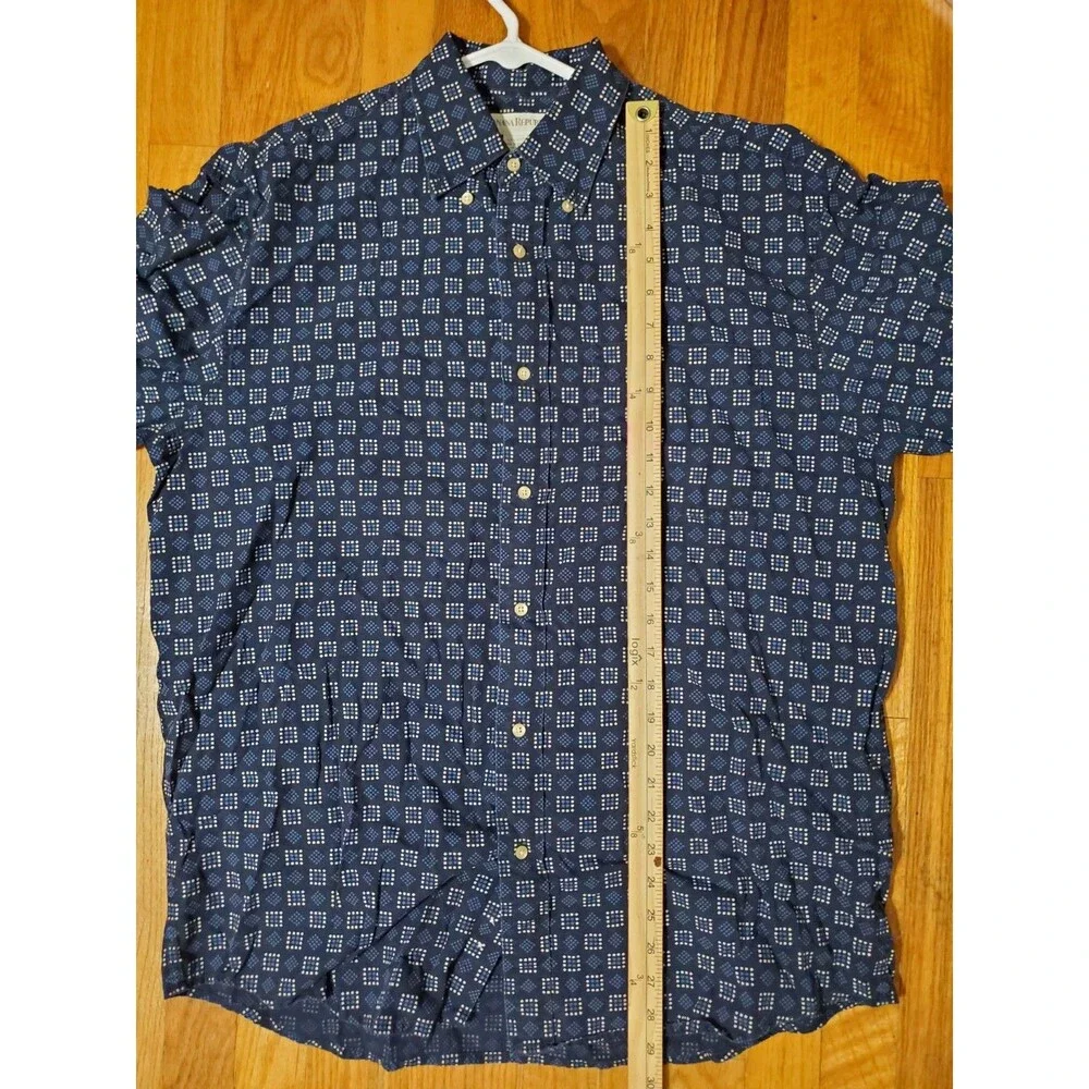 Vintage Banana Republic Shirt Mens Medium Blue Long Sleeve Button Up Geometric